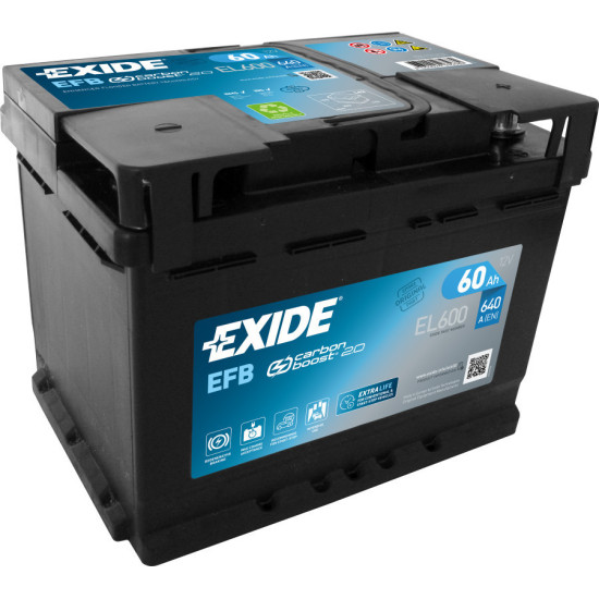 Μπαταρία Exide EL600 EFB 12V 60Ah 640A Start-Stop 242Χ175Χ190