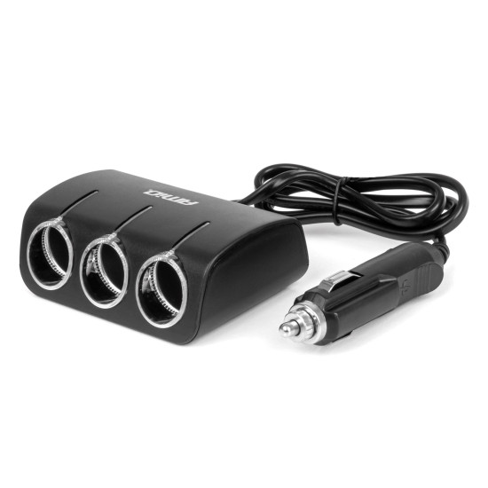 Amio - ΑΝΤΑΠΤΟΡΑΣ ΑΝΑΠΤΗΡΑ 12/24V 120W ΜΑΥΡΟΣ/3 ΘΕΣΕΙΣ/ΚΑΛΩΔΙΟ 80cm - 1 Τεμ. (04359/AM)